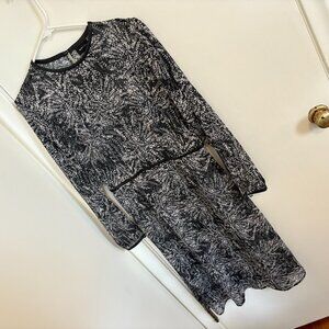 Who What Wear Sheer Dress with Faux Leather Trim Size Small